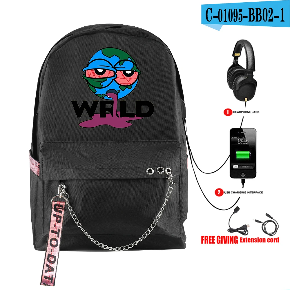 black Juice Wrld рюкзак горячая Распродажа модный Звездный рюкзак небо рюкзак для ноутбука USB многофункциональный рюкзак для путешествий мягкий рюкзак - Цвет: black