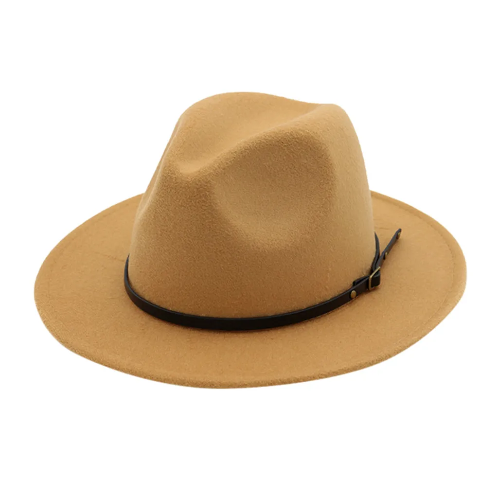 Специальные фетровые шляпы Мужские фетровые шляпы с поясом женские винтажные шляпы Трилби Шерсть Fedora теплая джазовая шляпа Chapeau Femme feutre# p4