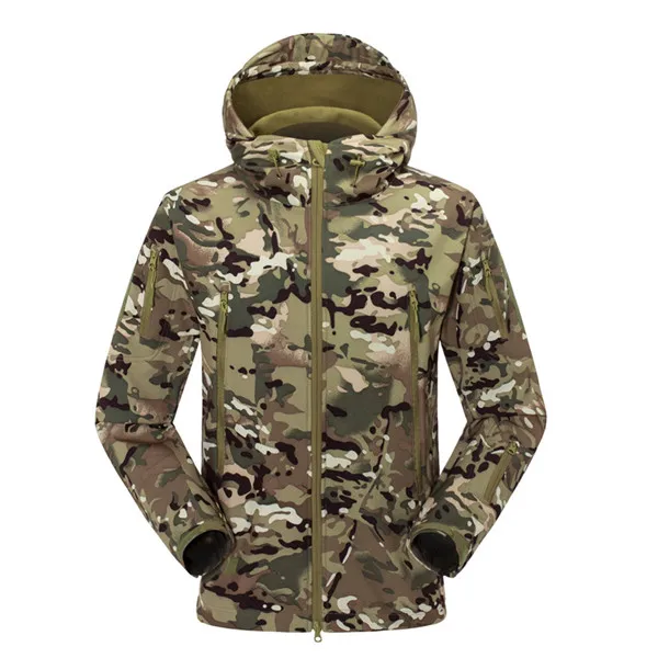 12 цветов, уличная зимняя одежда, Охотничья камуфляжная флисовая куртка, Военная Тактическая водонепроницаемая куртка с капюшоном и штаны - Цвет: CP Jackets