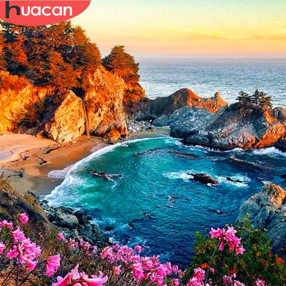 HUACAN 5d Diamond Painting Sea Landscape Home Decoration Full Drill Square Rhinestone Embroidery Picture Gift | Дом и сад