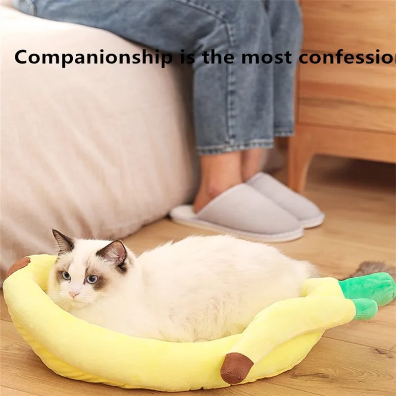 Banana Shaped Cat Bed House Warm Cozy Puppy Cushion Kennel Portable Soft Pet Sofa Cute Sleeping