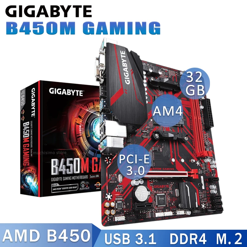 SOCKET AM4 Motherboard GIGABYTE B450M GAMING DDR4 M.2 Nvme slot USB3.1 PCI E 3.0 Desktop GIGABYTE B450 Mainboard AM4 B450M NEW|Motherboards| - AliExpress
