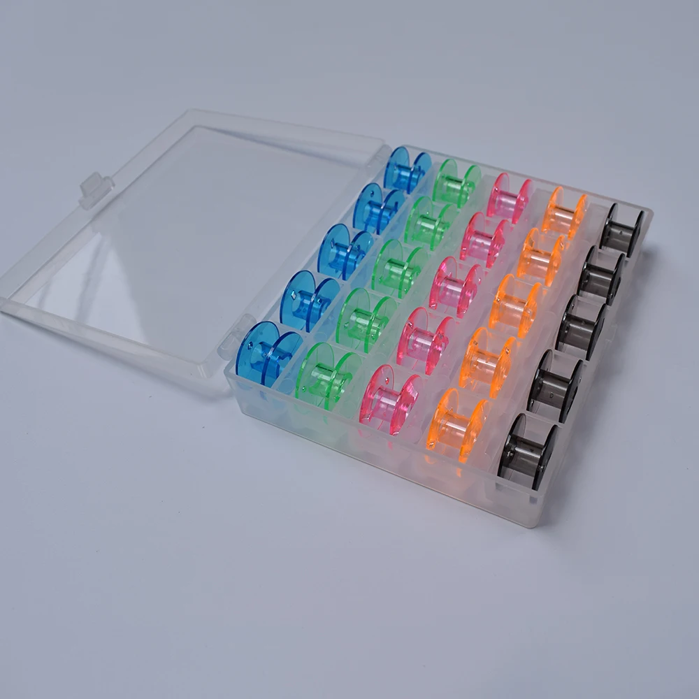 25Pcs/Set Empty Bobbins Sewing Machine Plastic Case Storage Box for Sewing Machine Spools with Thread Storage Case Sewing Tools 