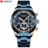 Curren Men's Watch Blue Dial Stainless Steel Band Date Mens Business Male Watches Waterproof Luxuries Men Wrist Watches for Men 6