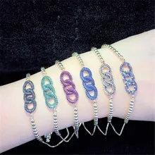 10 шт./лот высокое качество латунь браслет проложить цвет кубического циркония браслет с подвеской Регулируемый ювелирные изделия