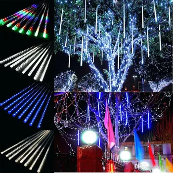 

2Pcs 30CM Meteor Shower Rain Tube LED String Light 8 Tube Falling Rain Drop Icicle Christmas Wedding Fairy Light Garland