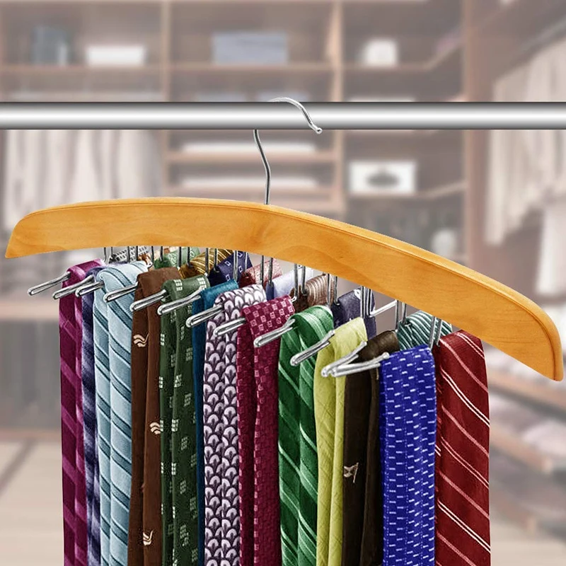 

Tie Belt Hangers 2 Pack, Adjustable Rotating 24 Clip Scarf Racks Holder Hook for Homewares Closet Accessories Organizers Storage