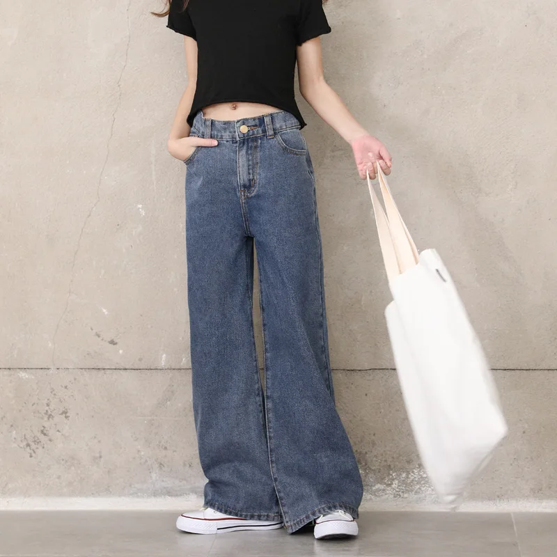 

Wide Leg Jeans for Girls 10 12 years old Autumn Loose Drape Daddy Straight-Leg Pants Fashion Girls Clothes