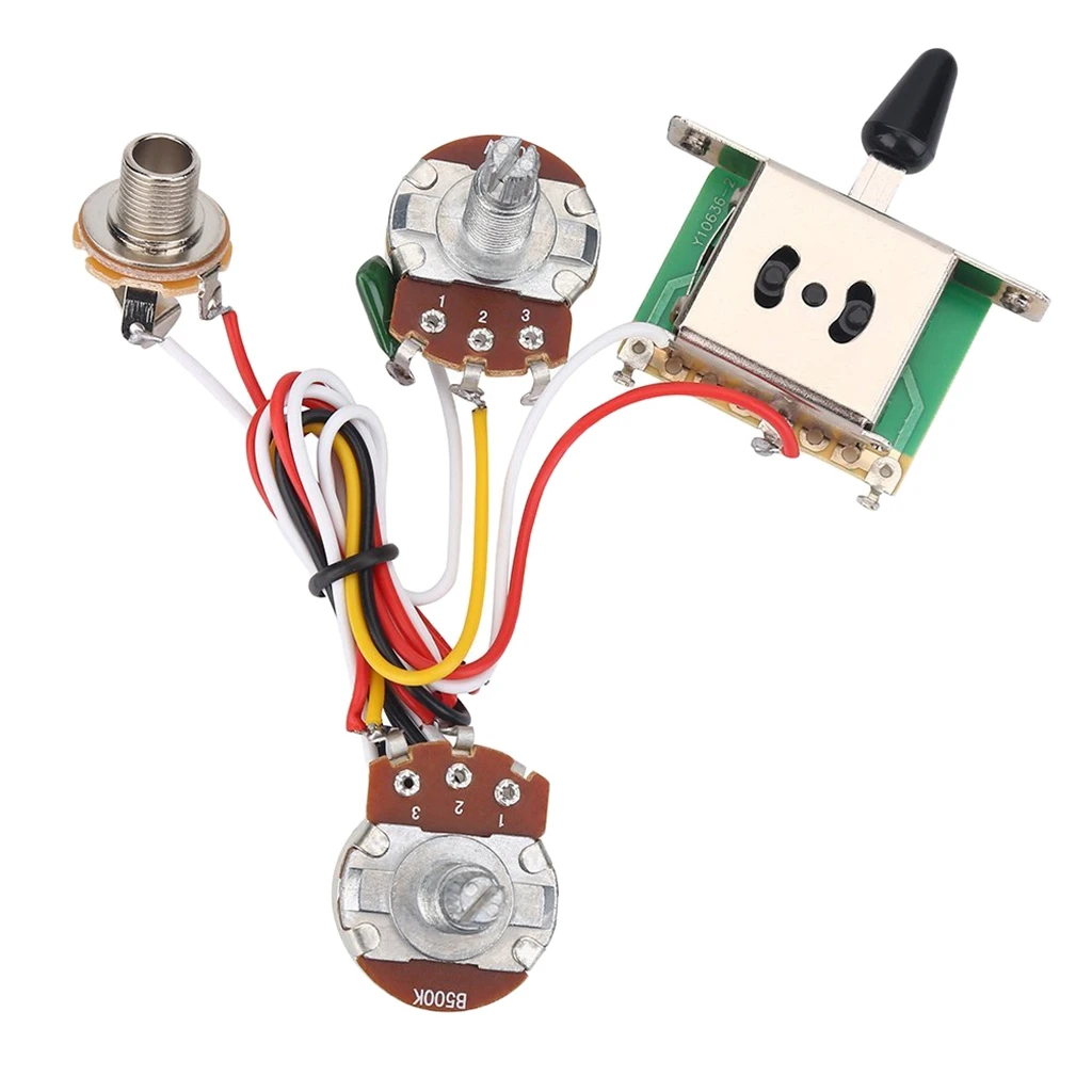 Electric Guitar Wiring Harness Pre-wired Kit 3 Way Toggle Switch 500K Pots 1T1V
