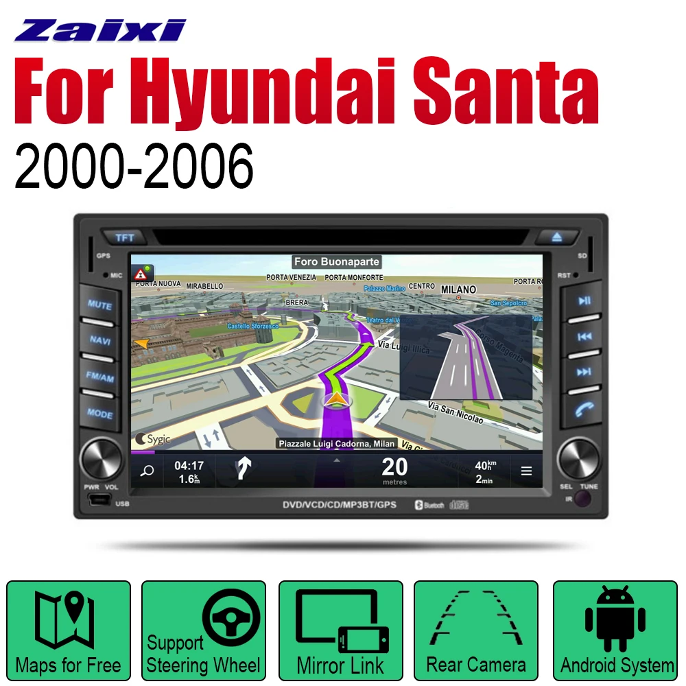 ZaiXi Android автомобильный DVD GPS Navi для Hyundai Santa Fe 2000 ~ 2006 плеер навигация WiFi Bluetooth Mulitmedia