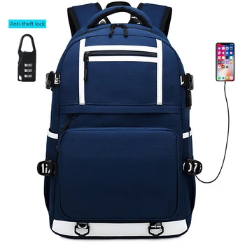 

School bags for boys Female laptop Backpack USB Backbag Children backpacks Solid color school Backpack for boys bag Backpack