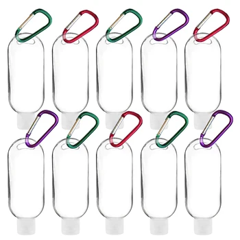 

10pcs Leakproof Refillable Empty Bottles Sanitizer Soap Containers Portable Travel Clear Keychain Squeeze Bottles with Flip Cap