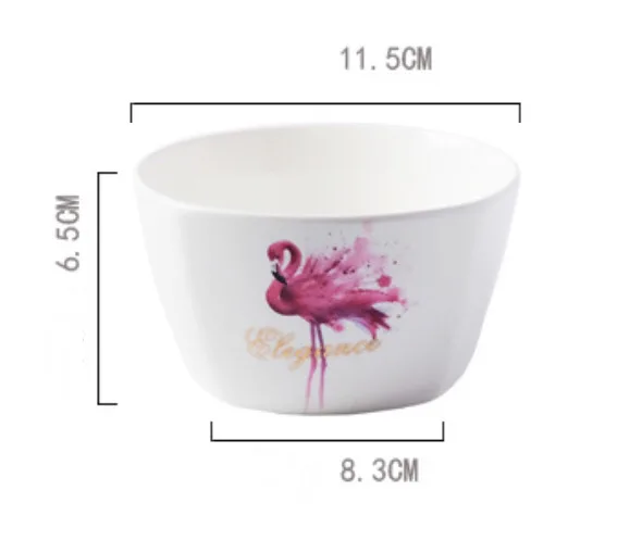400 мл скандинавские креативные Фламинго керамическая белая круглая миска семейная кухня жареная фарфоровая чашка для риса Ramen салат десерт миска