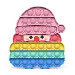 Juguete sensorial de burbujas de empuje de Papá Noel, juguete portátil de silicona para descompresión, alivio del estrés, para niños y adultos
