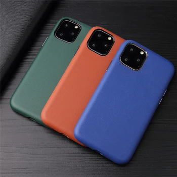 

Genuine Leather Business Back Cover Case for Iphone 11 Real Natural Calf Cowhide Phone Case for IPhone 11 Pro Max 6 Colors