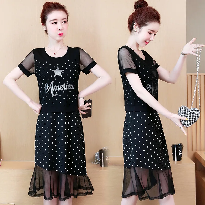 

Photo Shoot Fat Mm Spring And Summer 2019 New Style Korean-style Joint Large Size Flounced Western Style by Age Dress Women's