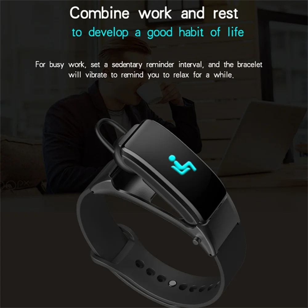 2в1 смарт-браслет Bluetooth наушники фитнес-Браслет спортивный трекер Smartband Шагомер монитор сердечного ритма для мужчин и женщин браслет