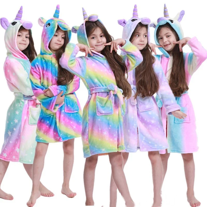 Sale Children Bathrobe Pyjamas Nightgown Unicorn Rainbow Girl Kids Sleepwear Baby Boys Kigurumi zOK0M6B7e