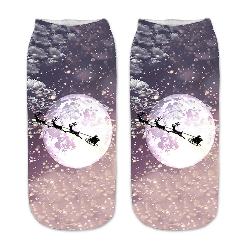 As shown Beautiful cartoon 3D printing pattern socks ladies funny personality fashion emoticons casual Harajuku Christmas socks new - Цвет: As shown