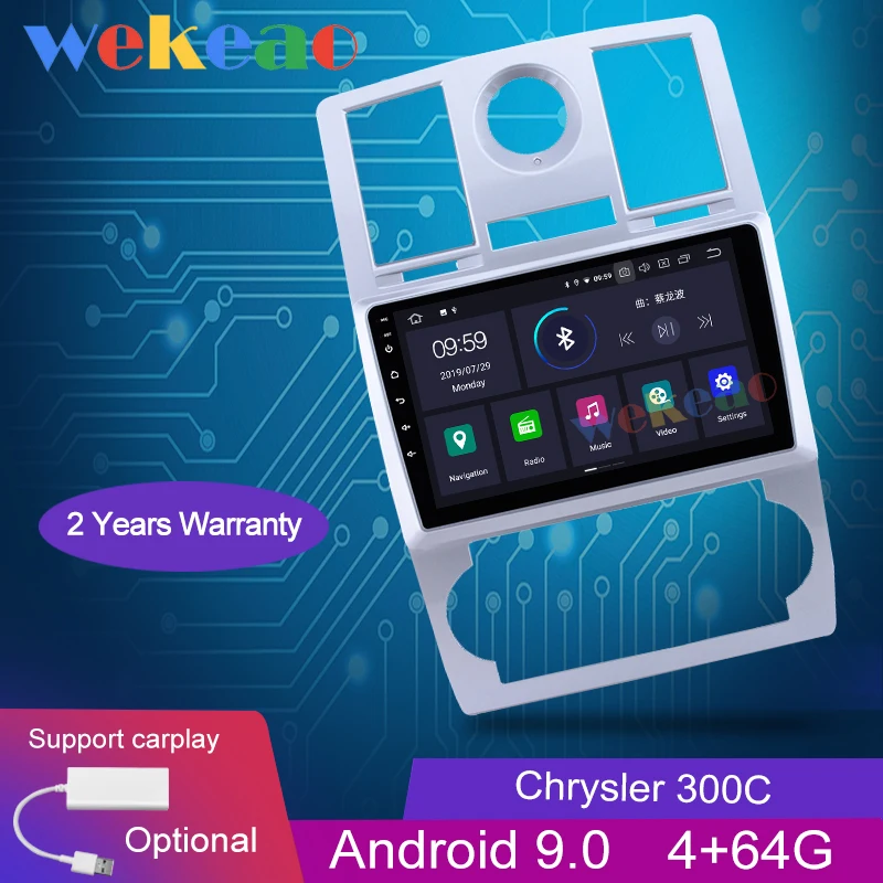 Автомагнитола Wekeao с сенсорным экраном 9 дюймов 1 Din Android 0 для Chrysler 300C GPS навигация