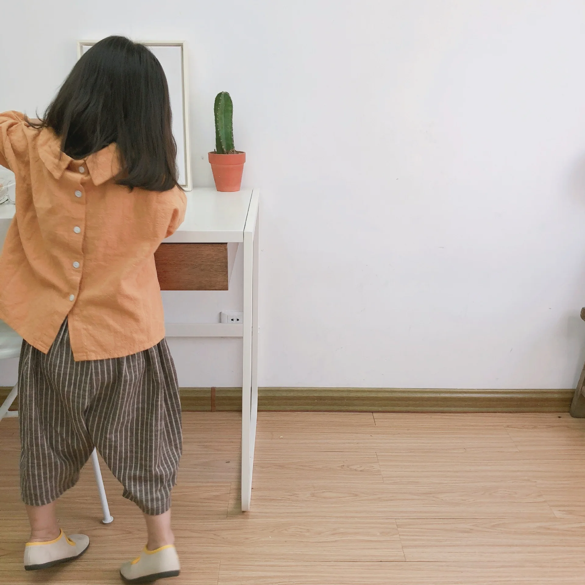 

2019 Spring Children Spring Cotton Linen Shirt han ban Collared GIRL'S Shirt MORI Series Girls Cotton Linen Shirt
