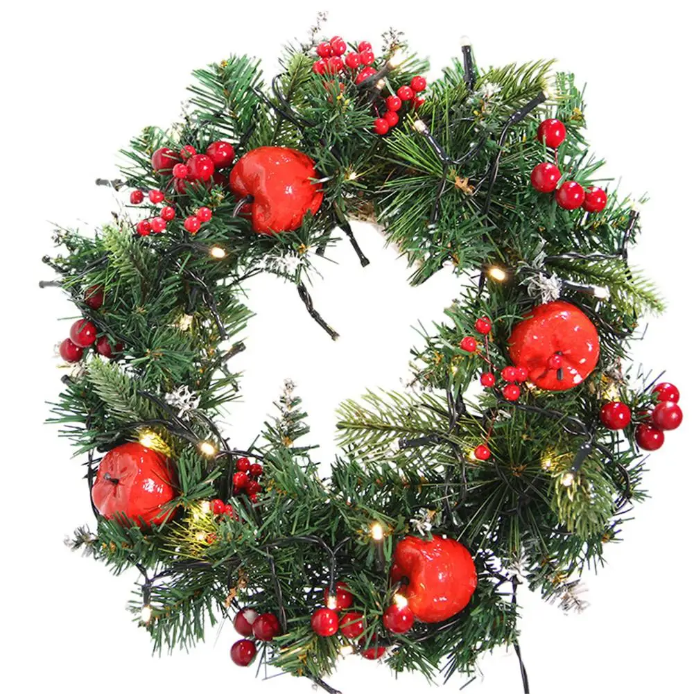

Christmas Growing Cherry Wreath LED Light Strips Handmade Vine Pendant Christmas Tree Decor Ornament Home Decoration Props