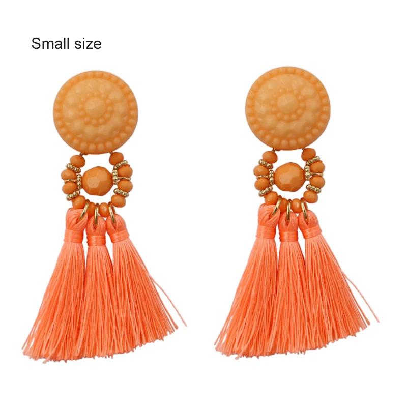 mini-pale orange Богемные маленькие серьги с кисточками для женщин, зеленые Разноцветные серьги с бусинами и бахромой, летние серьги, Букле д 'ореиль пенданте, новинка - Окраска металла: mini-pale orange