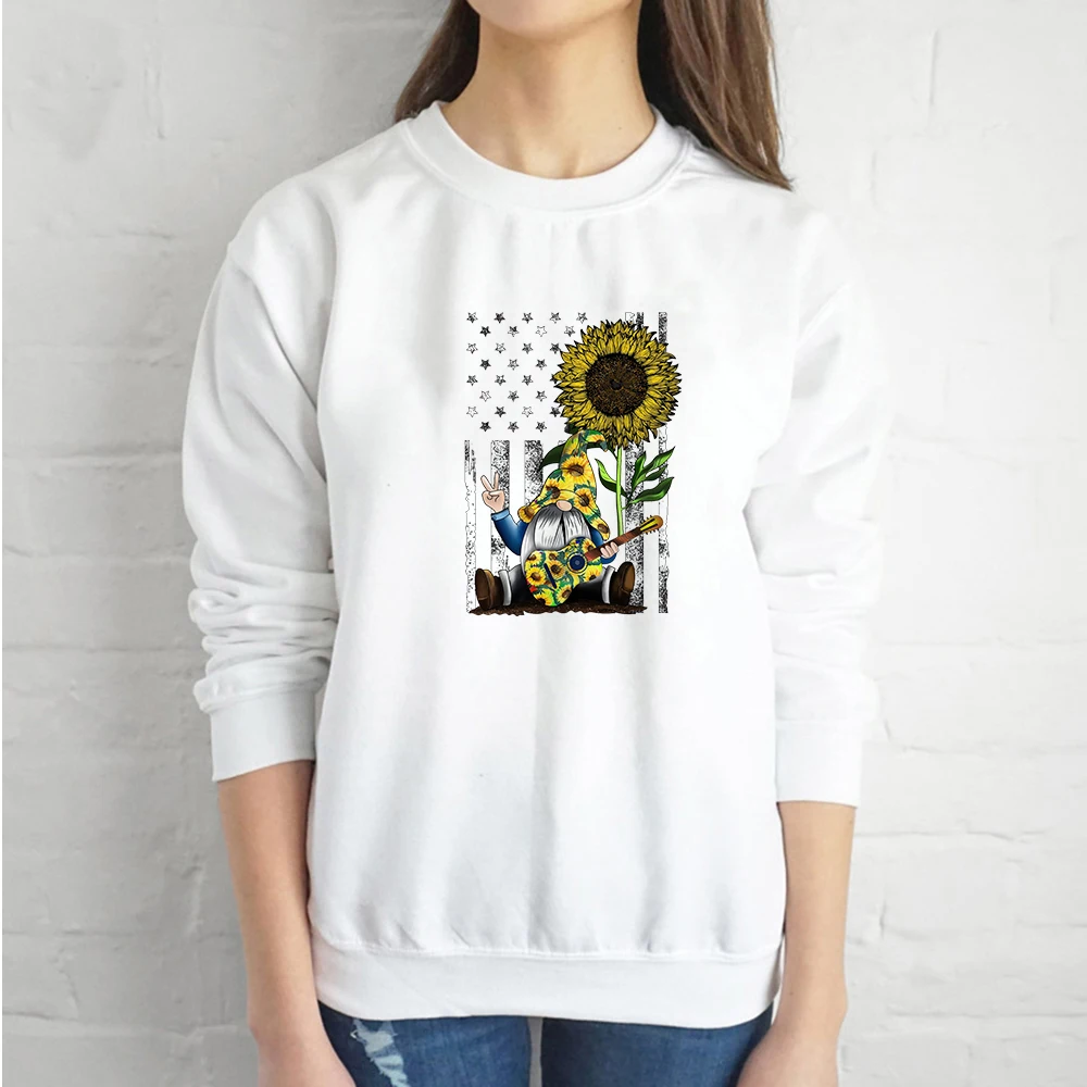 

Womens Clothing Autumn Winter Aesthetic Hoodie Sunflower Printed Sweatshirt Pop Art Style 2020 Harajuku White Casual Tops Crop