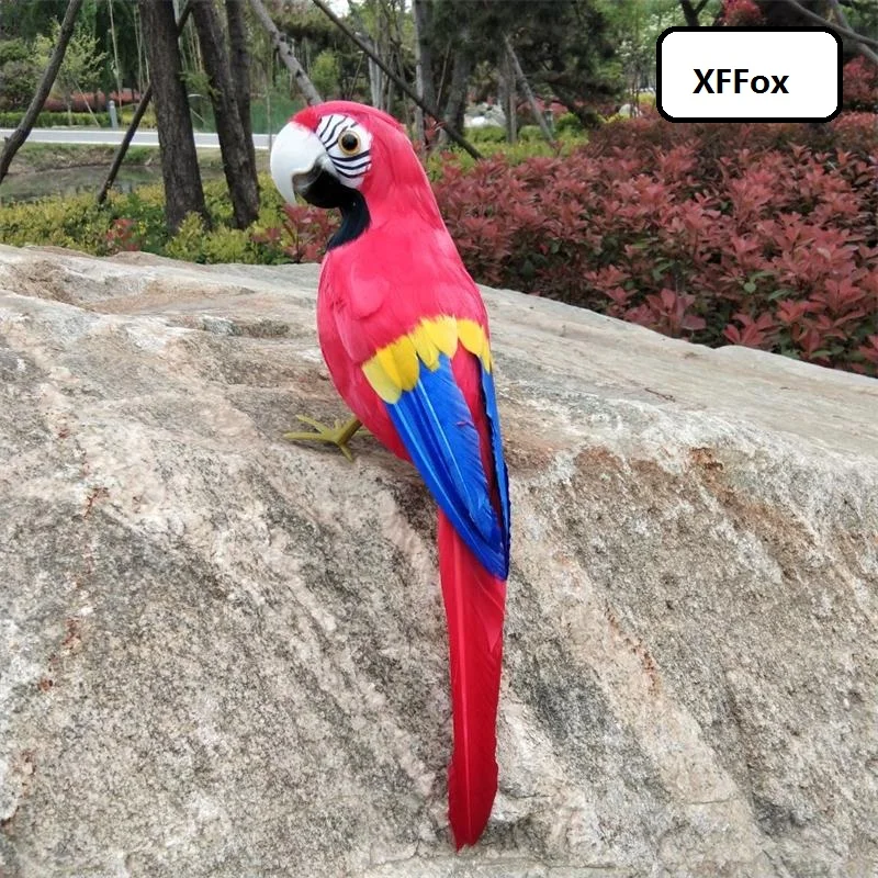 

simulation turned parrot model foam&furs red&blue parrot bird doll gift about 33cm xf2438