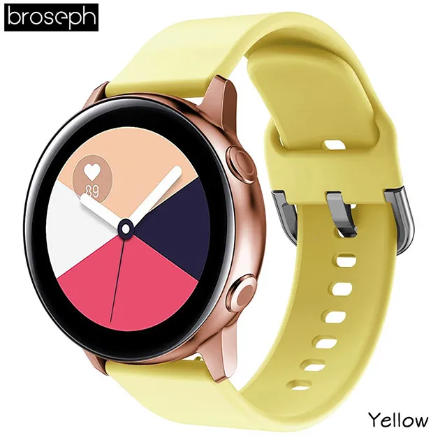 Yellow 20 мм ширина ремешок для часов samsung Galaxy Watch Active 2 мягкие силиконовые ремешки для samsung Active аксессуары для умных часов - Цвет ремешка: Yellow