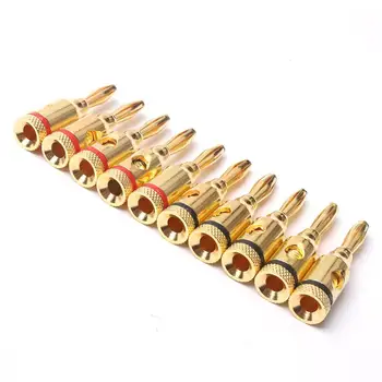 

10PCS Connector Amplifier Terminal Binding Post Banana Speaker Plug Jack Gold Plated Copper 4mm Socket Connector