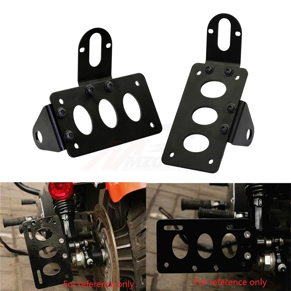 ZJMOTO-Black-Side-Mount-Motorcycle-Brake-Tail-Light-License-Plate-Bracket-For-chopper-Metric-bike-models