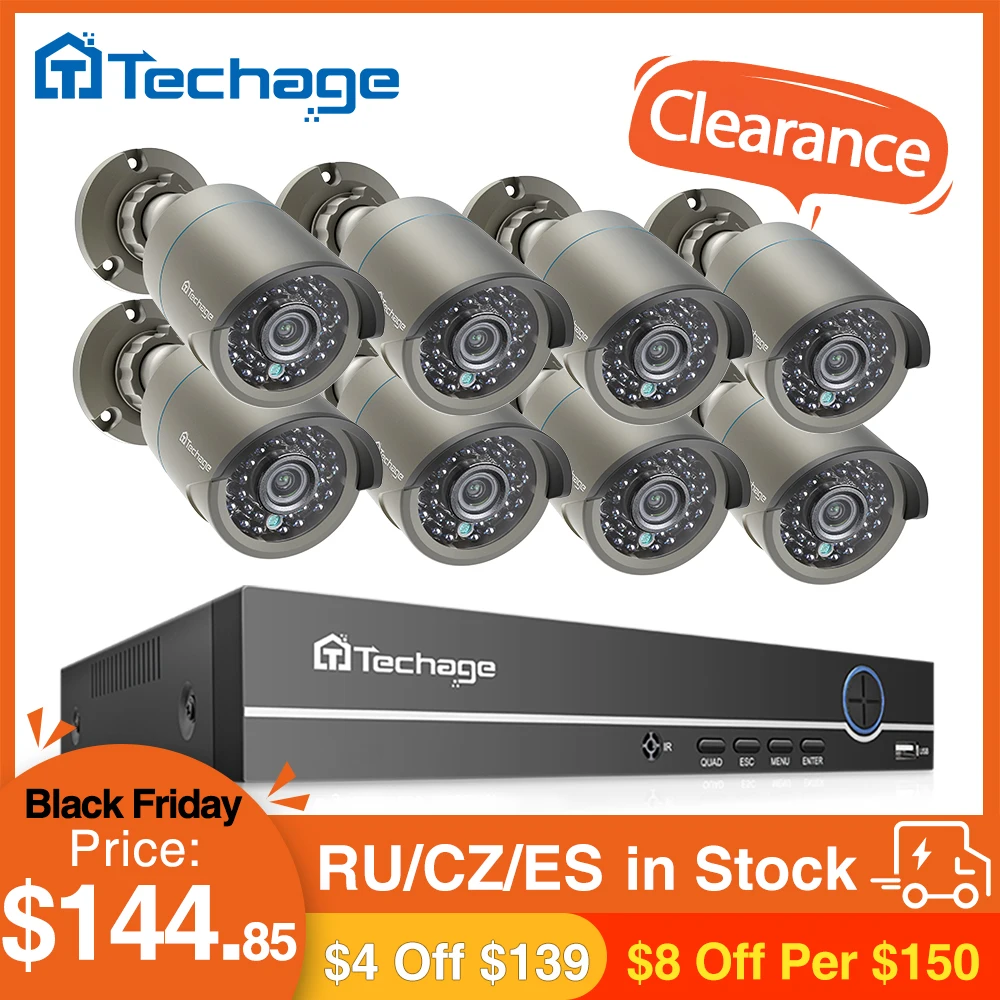 US $159.99 Techage 8ch 1080p Poe Nvr Security Camera System H265 Audio Record Ip66 Waterproof Cctv Vedio Surveillance Camera Kit P2p Hdd