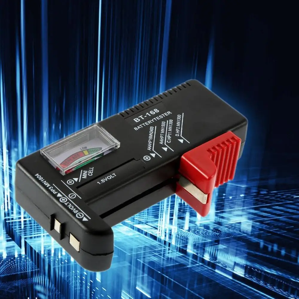 

AA/AAA/C/D/9V/1.5V Universal Button Cell Battery Colour Coded Meter Indicate Volt Tester Checker BT-168