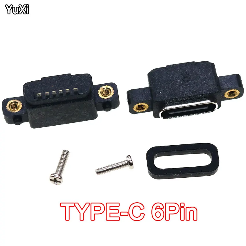 

5pcs USB 3.1 Type-C 6Pin Female Power Connector Port With Screw Hole For DIY PCB Design High Current Fast Charging Jack