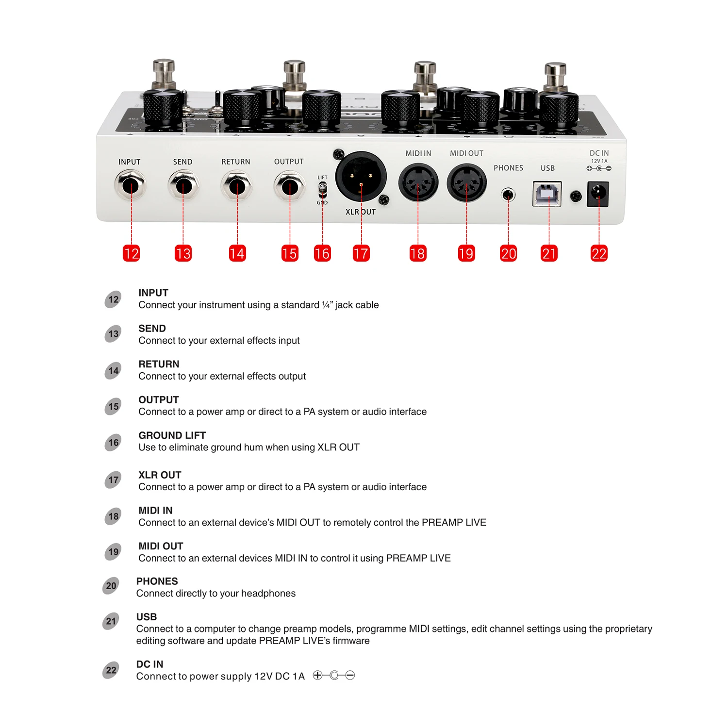 MOOER предусилитель LIVE профессиональная цифровая педаль предусилителя Preamplifier12 Каналы пред-и пост-усилитель 3-полосный Динамик шкаф