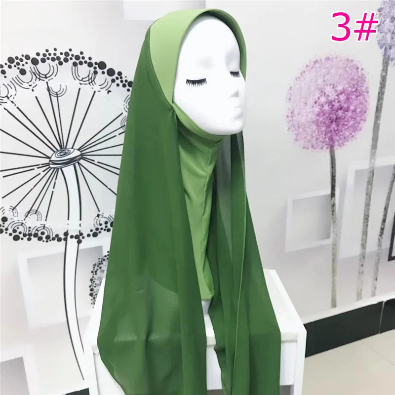 Мусульманский женский платок современный шарф мягкий простой шифон исламский головной платок твердая Шапка; тюрбан готов носить хиджаб для дам - Цвет: 3