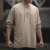 Men Plus Size Shirt Top T-Shirts Men Ancient Viking Embroidery Lace Up V Neck Long Sleeve Shirt Top For Men's Clothing ► Photo 2/6