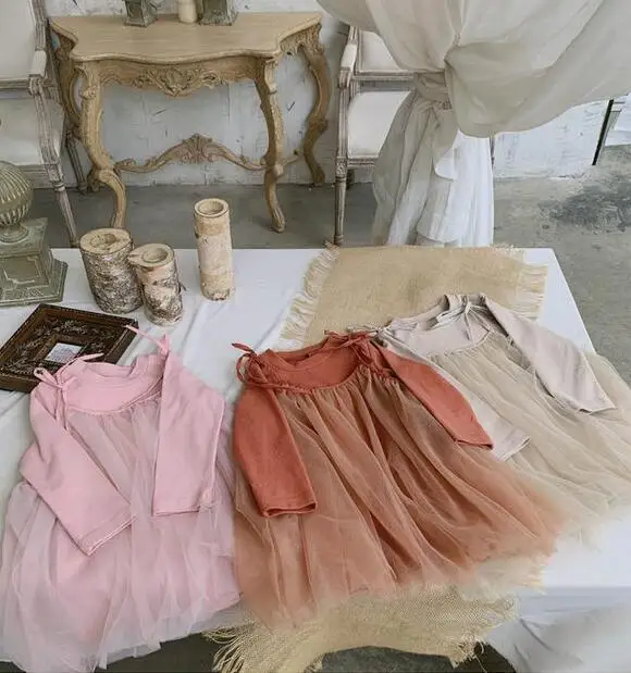 

2019 New Style Girls 2 Pcs Set Volie Dress +Long Dress Autumn Fashion Girls Suits 1-6t