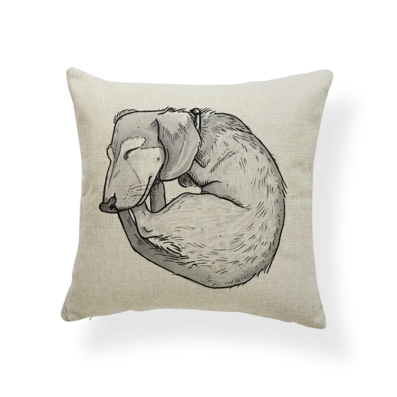 Мультяшная Милая серая подушка для собак, диван-подушка с французским бульдогом, серебряная Подушка с надписью «Fox Hound», золотой чехол для немецкой овчарки