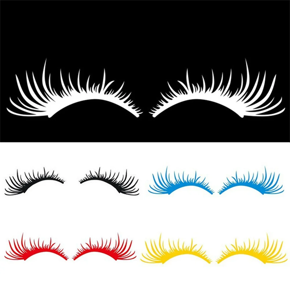 

2 Pcs /Set Car Headlight Eyelash Stickers 3D Charming Black False Eyelashes Car Headlight Decoration Funny Decal