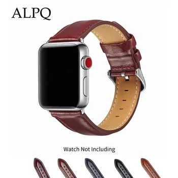 

ALPQ Leather Strap For Apple Watch Band 38mm 42mm 40mm 44mm For iwatch Series54 3 2 1 Metal Classic Buckle Replacement Band