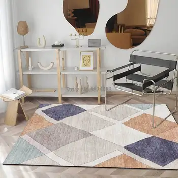 

Modern Minimalist Abstract Hand-painted Geometric Kitchen Living Room Bedroom Bedside Carpet Floor Mat Customization