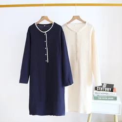 House Robe Women Spring/autumn Long Sleeves Pure Cotton Gauze Pijamas De Mujer New Comfy Large Size Pijama Feminino Com Robe
