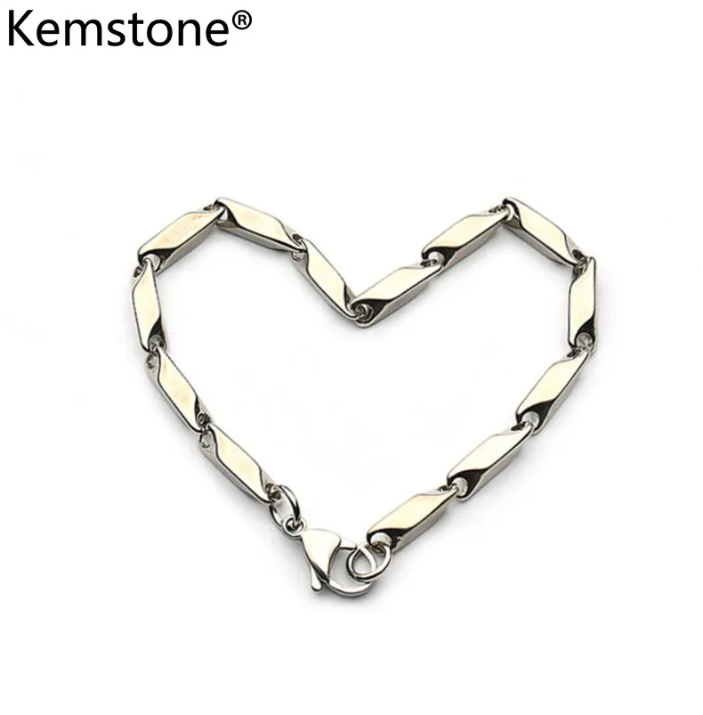 Kemstone 4 мм посеребренный простой браслет из нержавеющей стали для мужчин