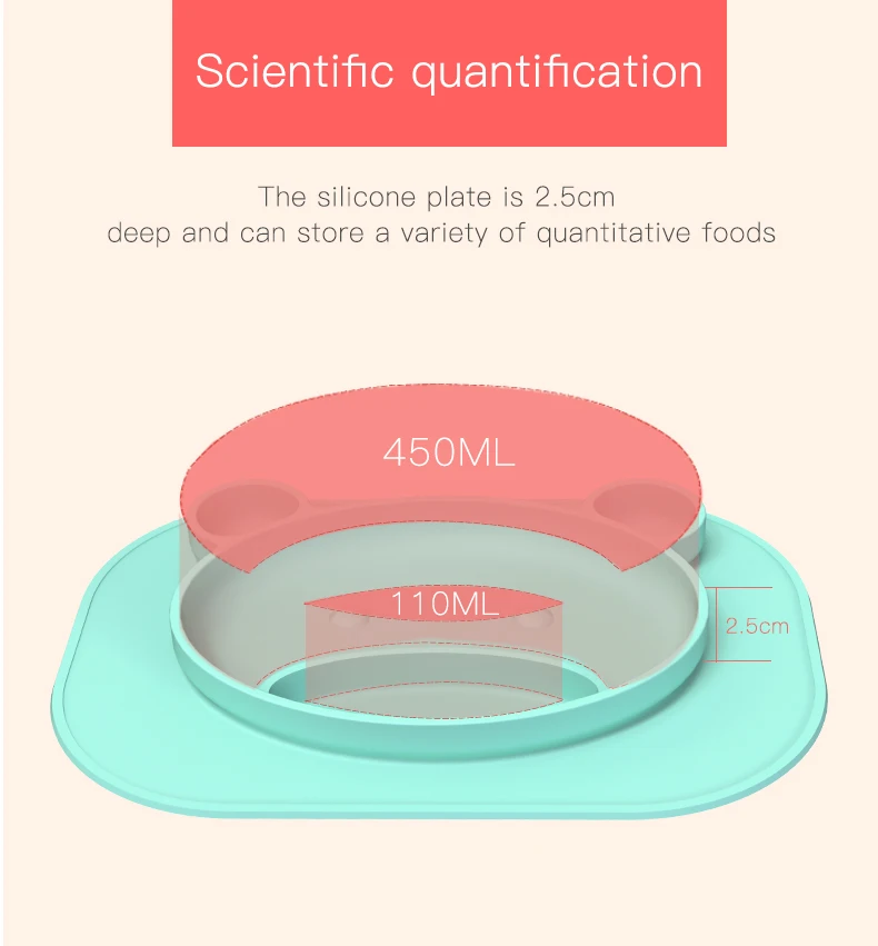 Baby silicone shatter proof plate Cute Cartoon Children Training Tableware baby feeding silicone bowl kids tableware