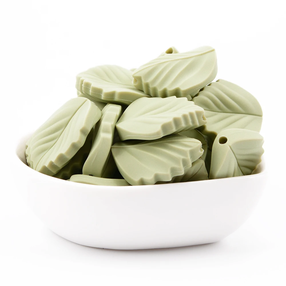 LOFCA 5 Stück süße Blatt-Silikonperlen, lebensmittelechtes BPA-freies Silikon, lebensmittelechte Perlen, DIY-Silikon-Schlüsselanhänger, Schmuckzubehör – Detail 10
