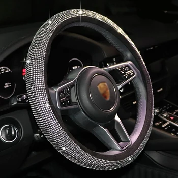 

Luxury Diamond Rhinestone Car Steering Wheel Cover Universal Anti-slip Crystal Steering Wheel Case for Girls Car Accessories
