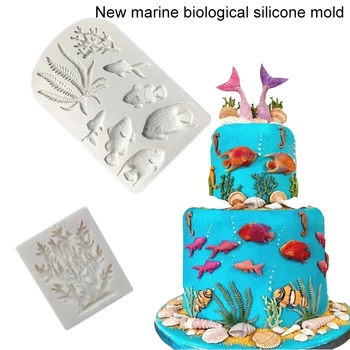 

Marine life silicone cake mold coral seaweed small tree shape liquid cake mold Cake Decorating Tools Moulds decoration