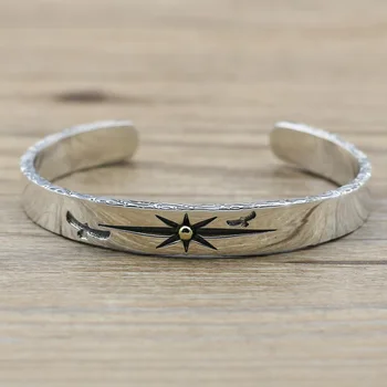 

2017 Thai Silver Creative Couple S925 Sterling Silver Bracelet Open Feather Bracelet Bangle